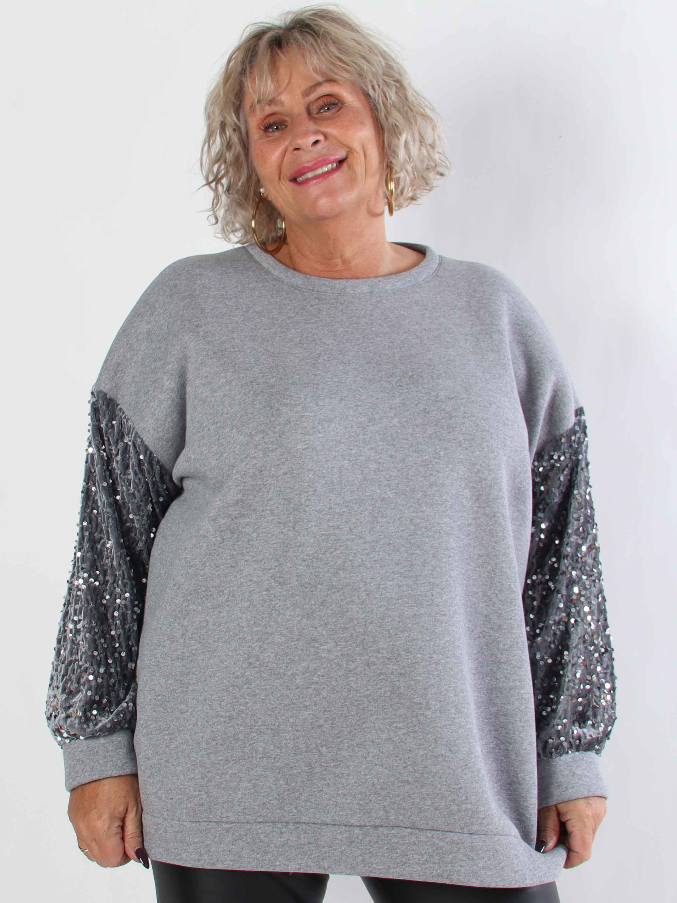Cytherea - Plus size sweatshirt i bomuld med pailletter på ærmet